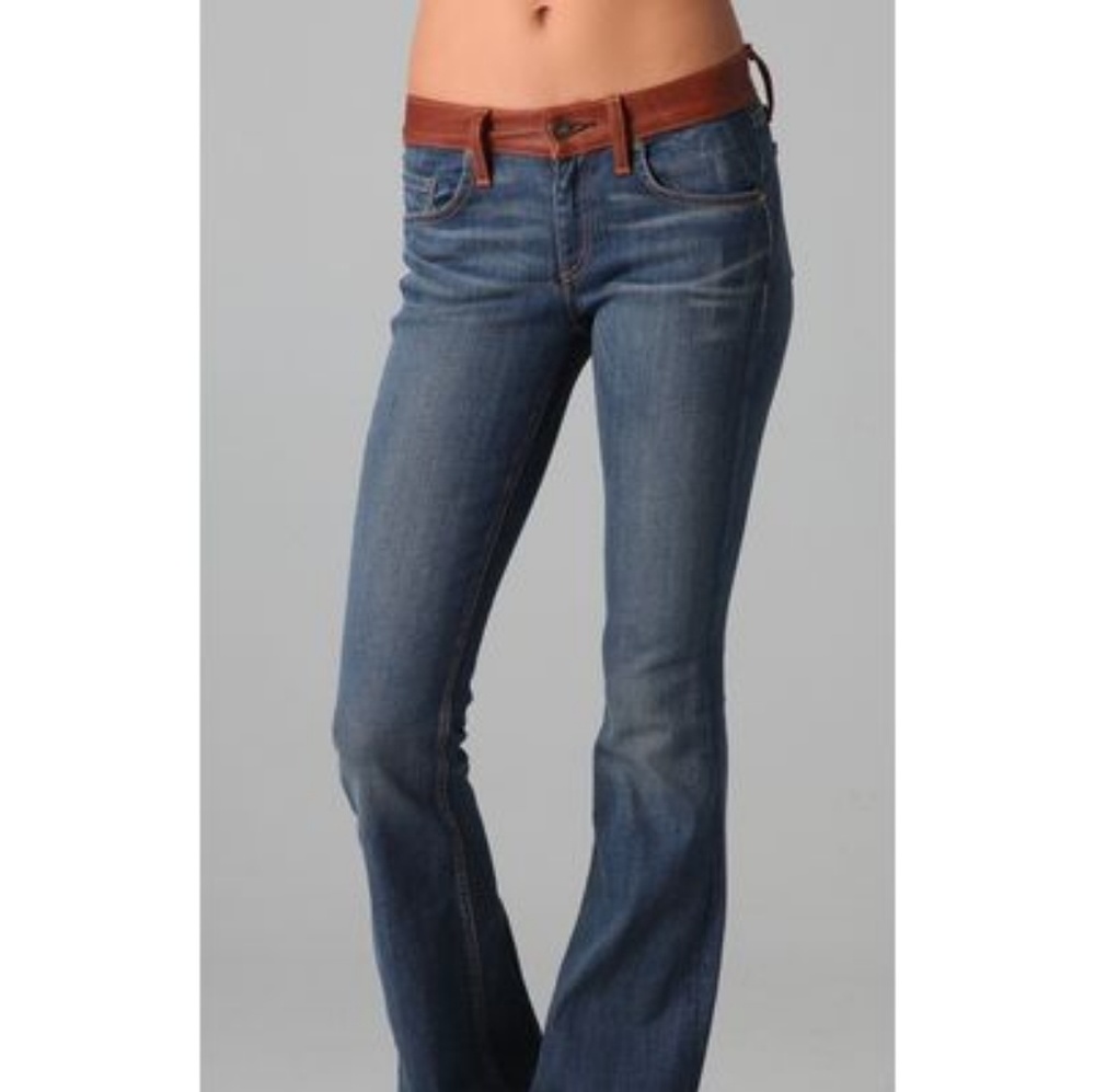 Rag & Bone Leather Trim Elephant Bell Jean Size 28